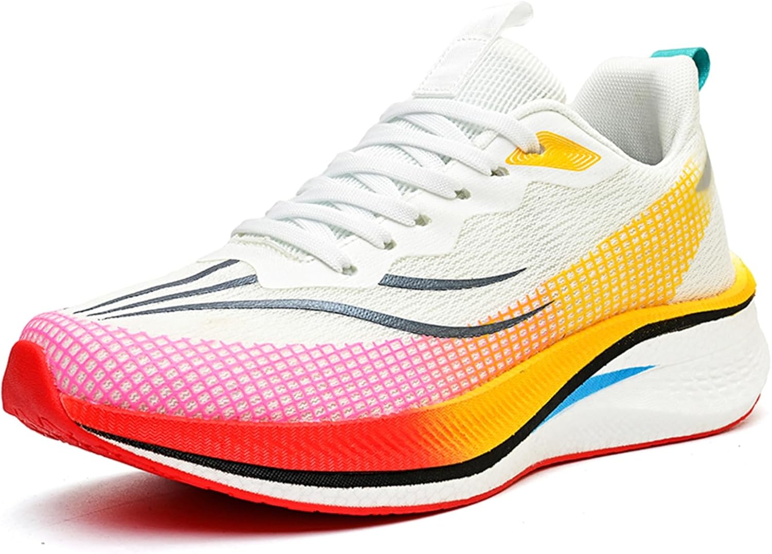 

Мужские спортивные обувь с сетчатым верхом, круглым носком и шнуровкой для осени и зимы, с мягкой подошвой, амортизирующие и противоскользящие полуботинки для бега, подходящие для ходьбы, фитнеса и вождения Qaoterod, красный