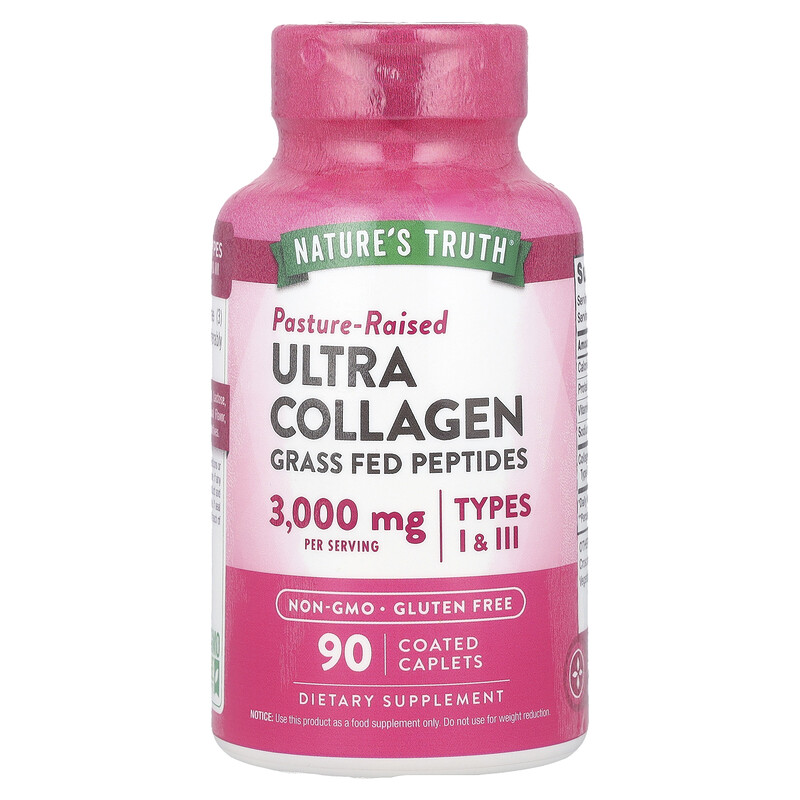 

Nature's Truth, Ultra Collagen, типы I и III, 3000 мг, 90 капсул в оболочке (1000 мг на 1 капсулу)