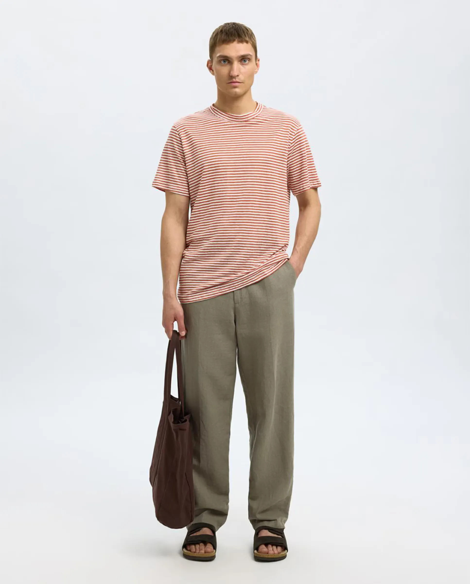 

Брюки мужские льняные свободного кроя loose fit Selected, серый