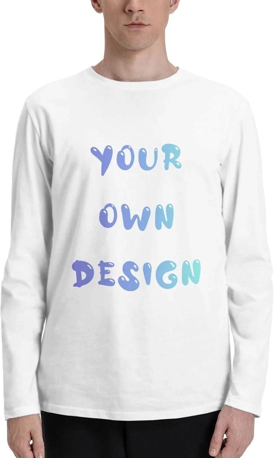 

Мужская футболка с длинным рукавом Custom Cotton Crew Neck