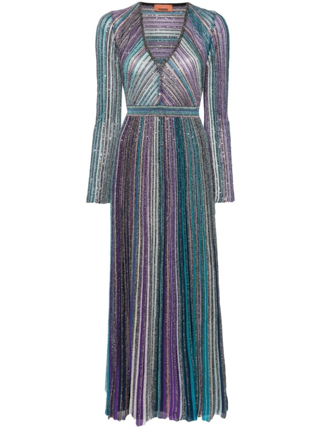 

Missoni макси-платье в рубчик, украшенное пайетками, синий