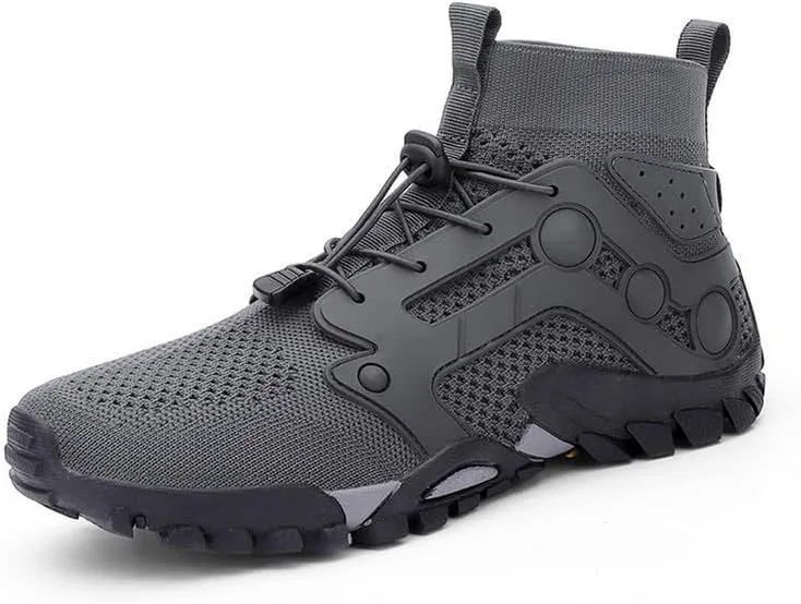 

Мужские водонепроницаемые кроссовки с высоким верхом, дышащие походные обувь, быстро сохнущие спортивные аква-куна обувь, противоскользящие для ходьбы и рыбалки DHOVOR, серый