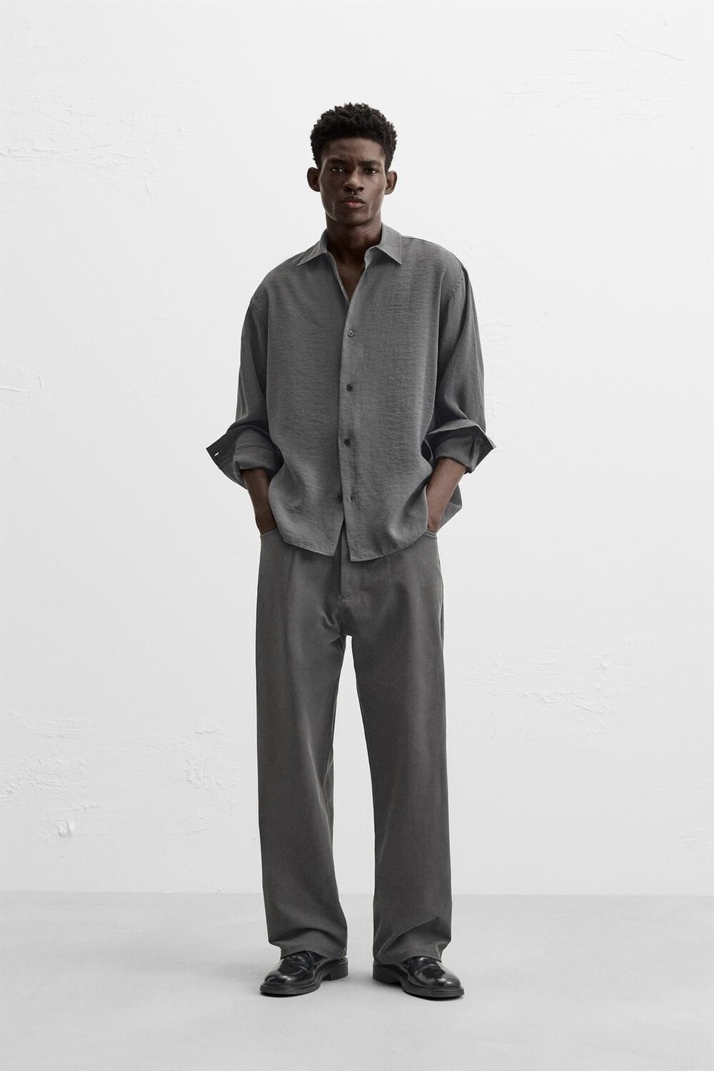 

Струящаяся рубашка ZARA, цвет ash