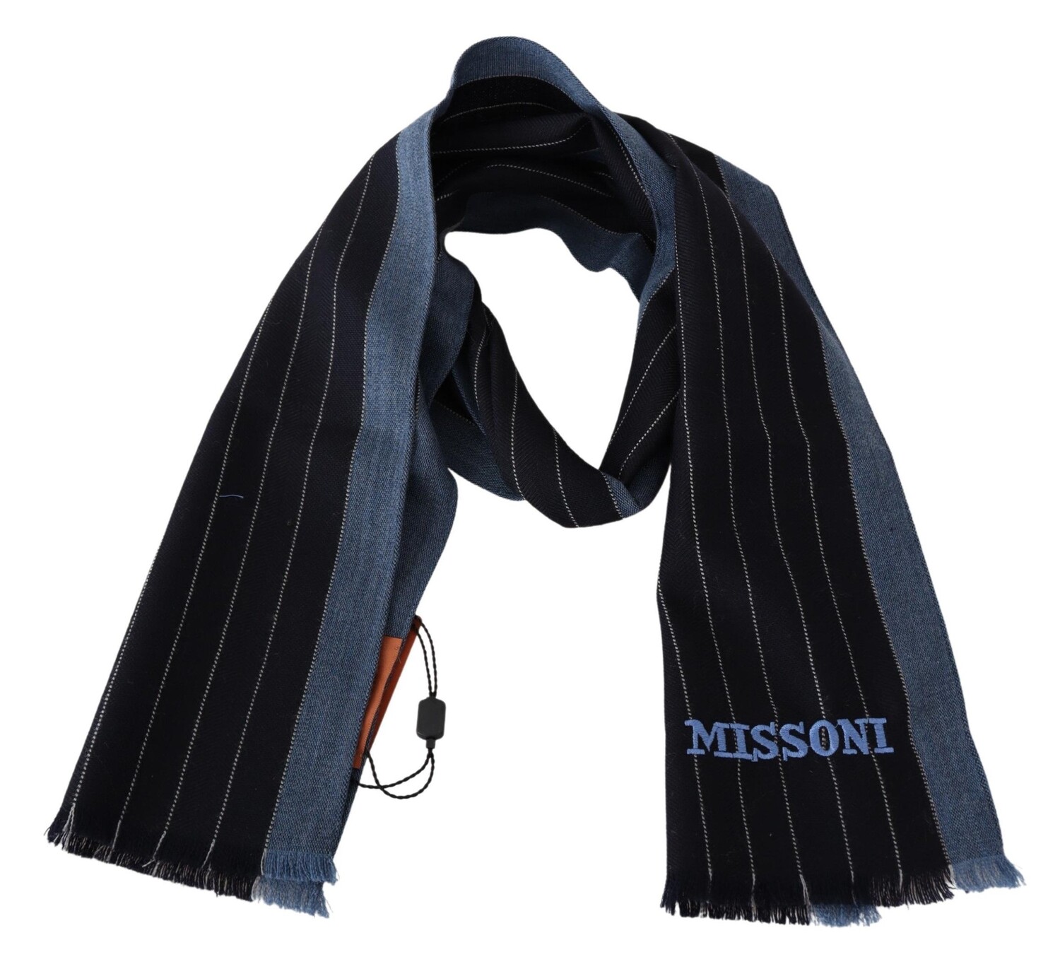 

Мужской шарф Missoni из шерсти в полоску унисекс с запахом, синий