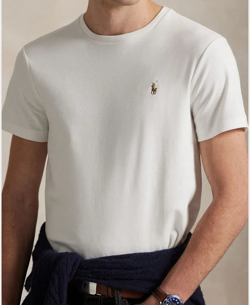 Мужская футболка из хлопка пима BCI Polo Ralph Lauren, белый — фото 3