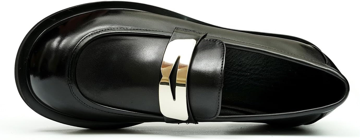 Мужские слипоны Santimon Loafers, формальные лоферы Penny, модные натуральные кожаные с квадратным носком, туфли для выпускного, смокинга, свадьбы, делового и повседневного ношения, легкие туфли для костюма, черный — фото 3