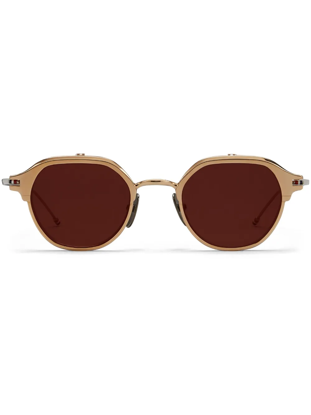 

Солнцезащитные очки-клипоны в круглой оправе Thom Browne Eyewear, розовый