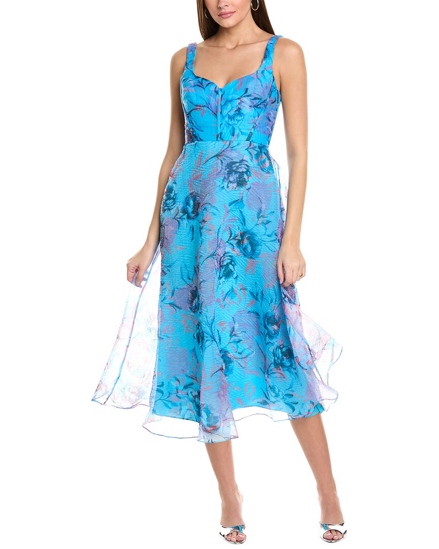 

Платье миди из органзы ML Monique Lhuillier Elodie, синий