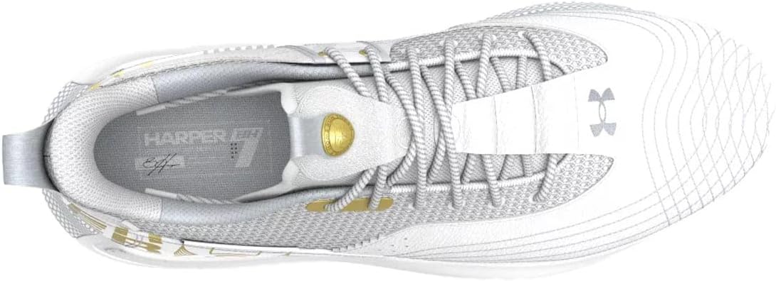 Бейсбольные бутсы Under Armour Harper 7 Low Elite TPU мужские, White-Mod Gray — фото 4