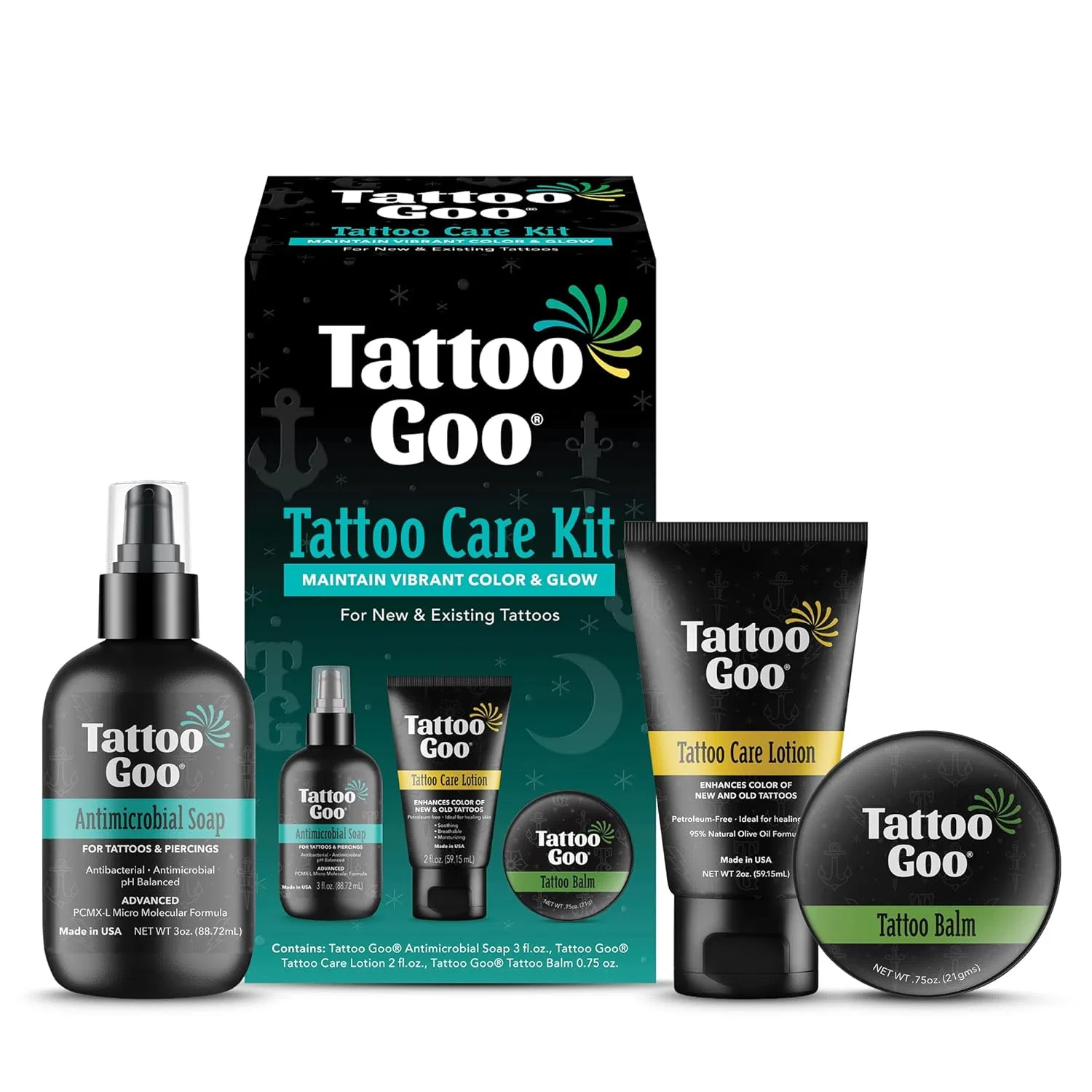 Набор для ухода за татуировками Tattoo Goo Aftercare Kit, 3 предмета Tattoo Goo