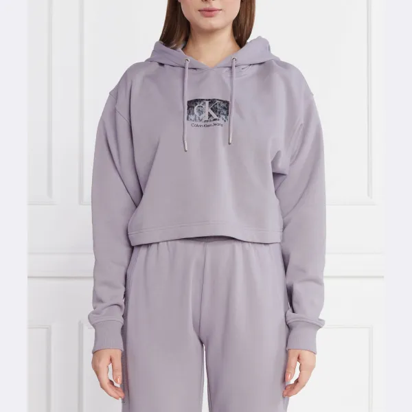 

Укороченная толстовка с принтом Calvin Klein, фиолетовый