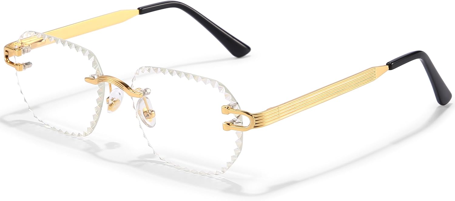 

Роскошные солнцезащитные очки без оправы – унисекс, огранка «алмазная окантовка» – модный градиентный дизайн для повседневного стиля и современного образа RAVI EYEWEAR, Clear Gold