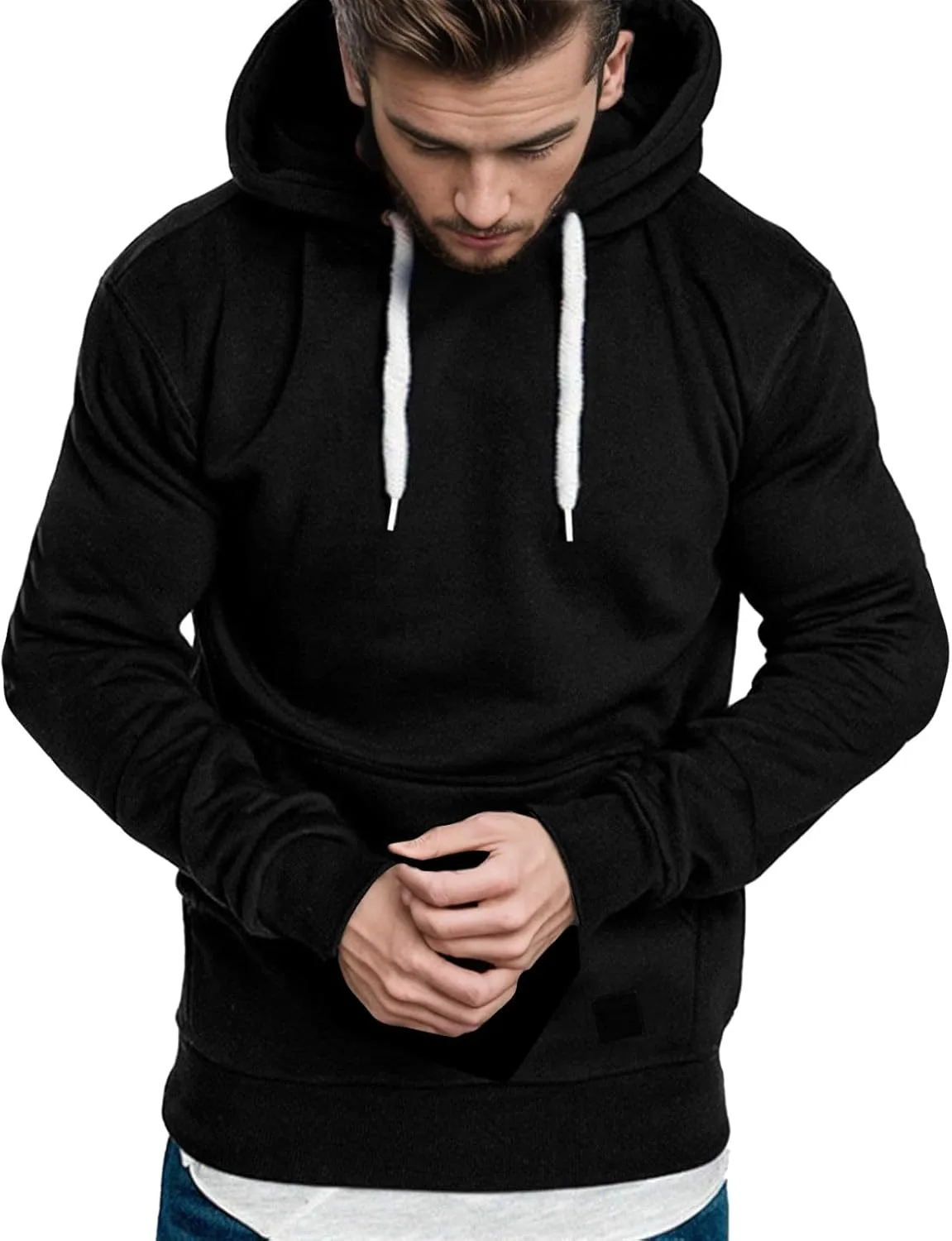 

Мужская толстовка с капюшоном на молнии и карманами