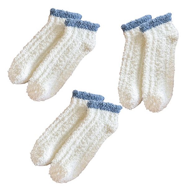 

3 пары плюшевых противоскользящих носков с мягкой манжетой Anna-Kaci, White