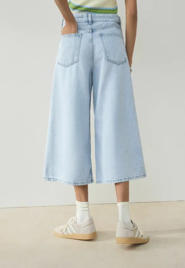Джинсы Regular fit cropped wide leg palazzo, Next, широкие, выбеленный голубой — фото 3