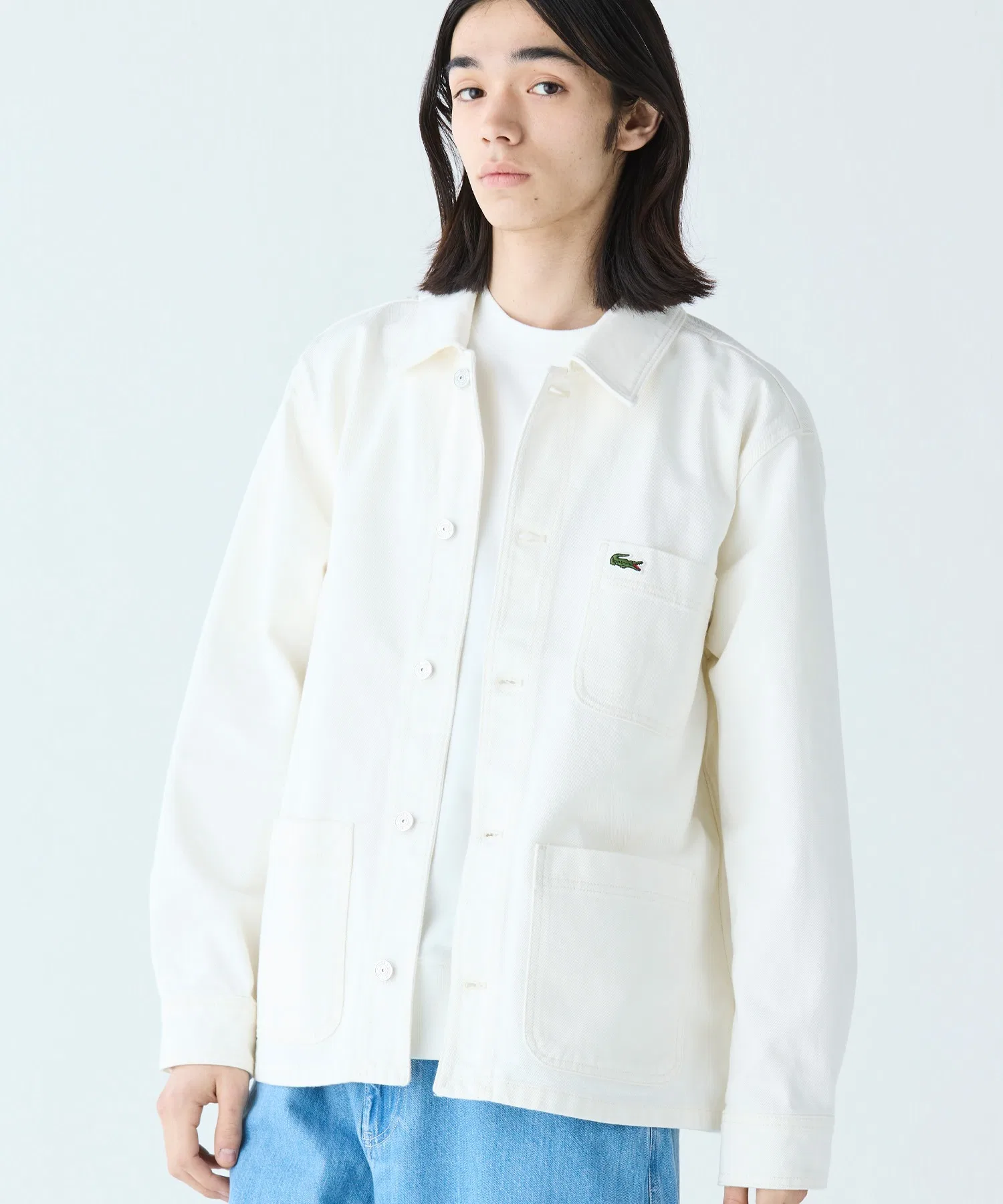 Мужская джинсовая куртка из хлопка LACOSTE чёрная — фото 4