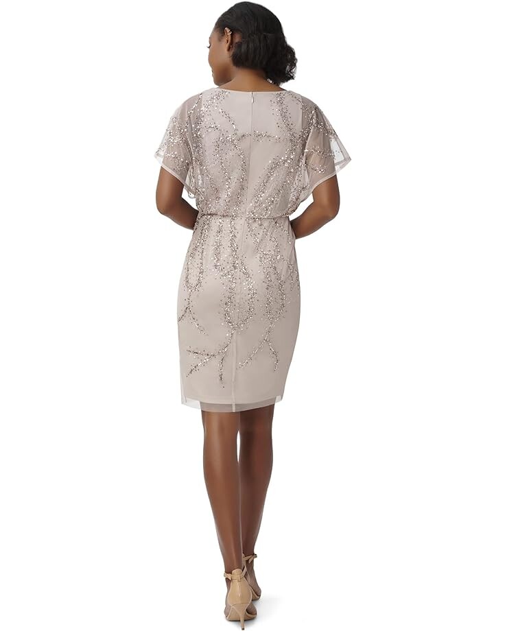 

Платье Adrianna Papell Flutter Sleeve Beaded Blouson Cocktail Dress, цвет Marble