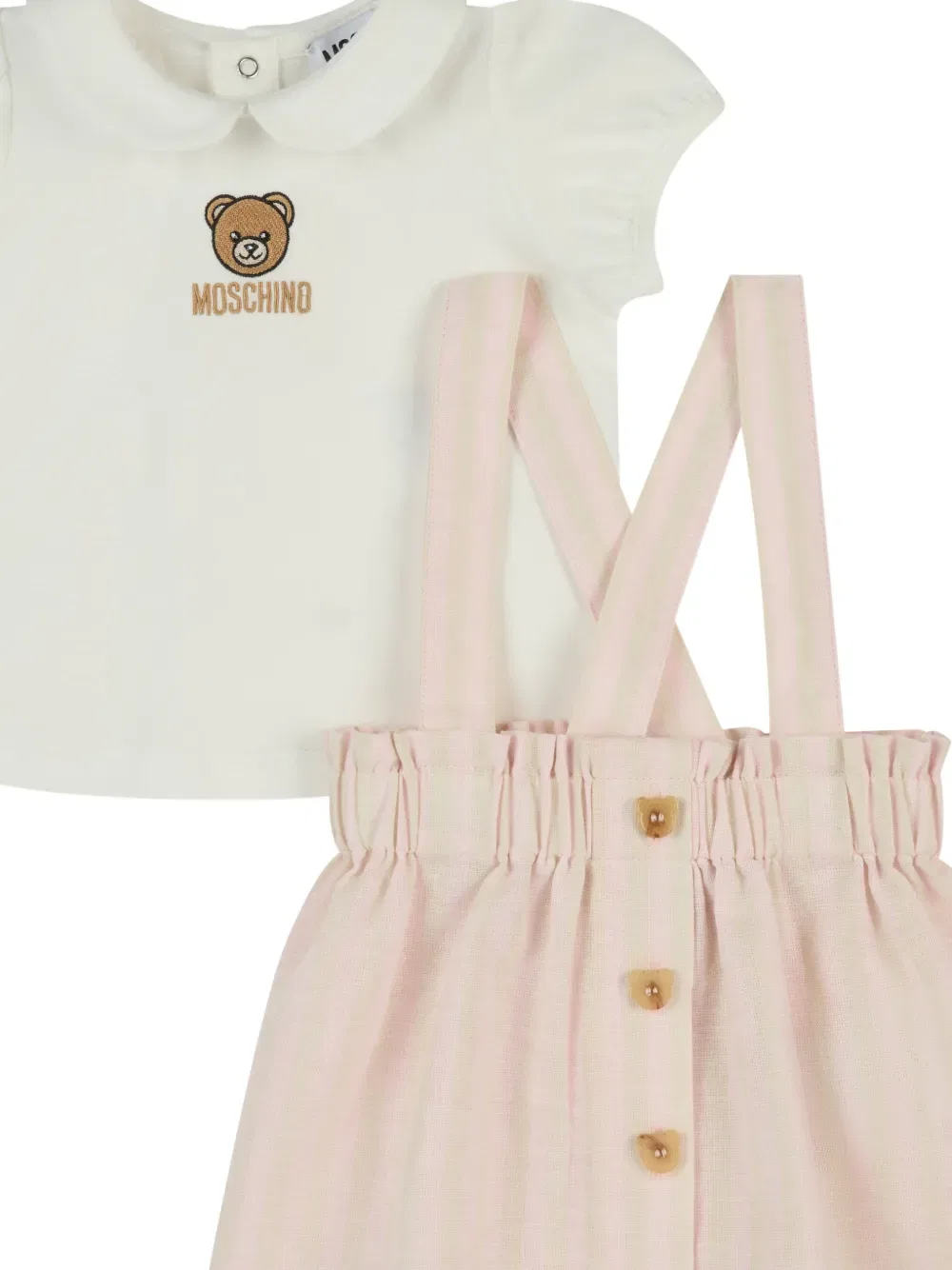 Полосатый комбинезон на пуговицах Moschino Kids, белый — фото 3