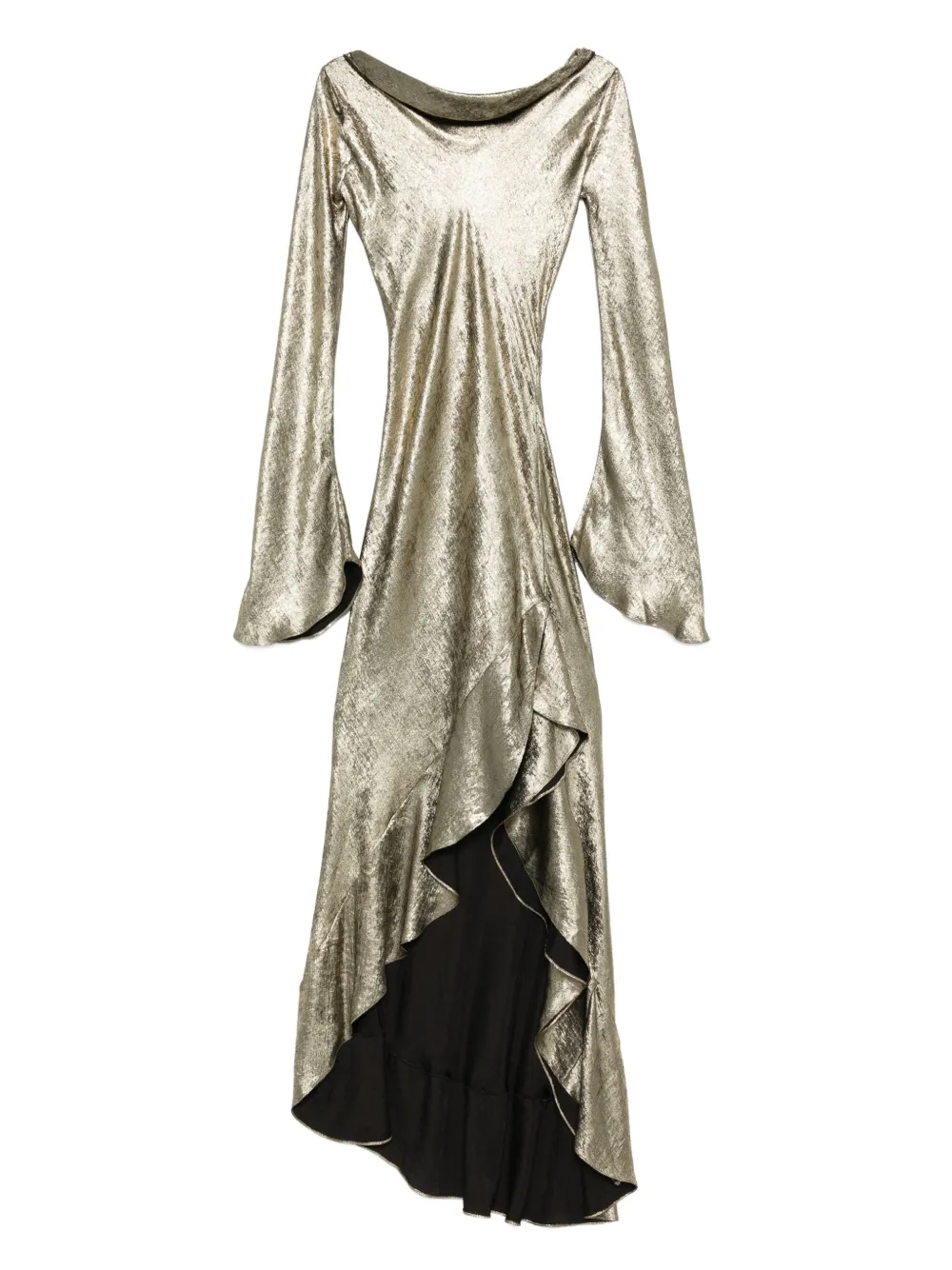 

Макси-платье Lyra с оборками и расклешенными рукавами MIAU by Clara Rotescu, золотой