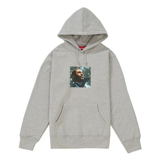 

Толстовка fw18 marvin gaye hooded sweatshirt heather grey Supreme, серый