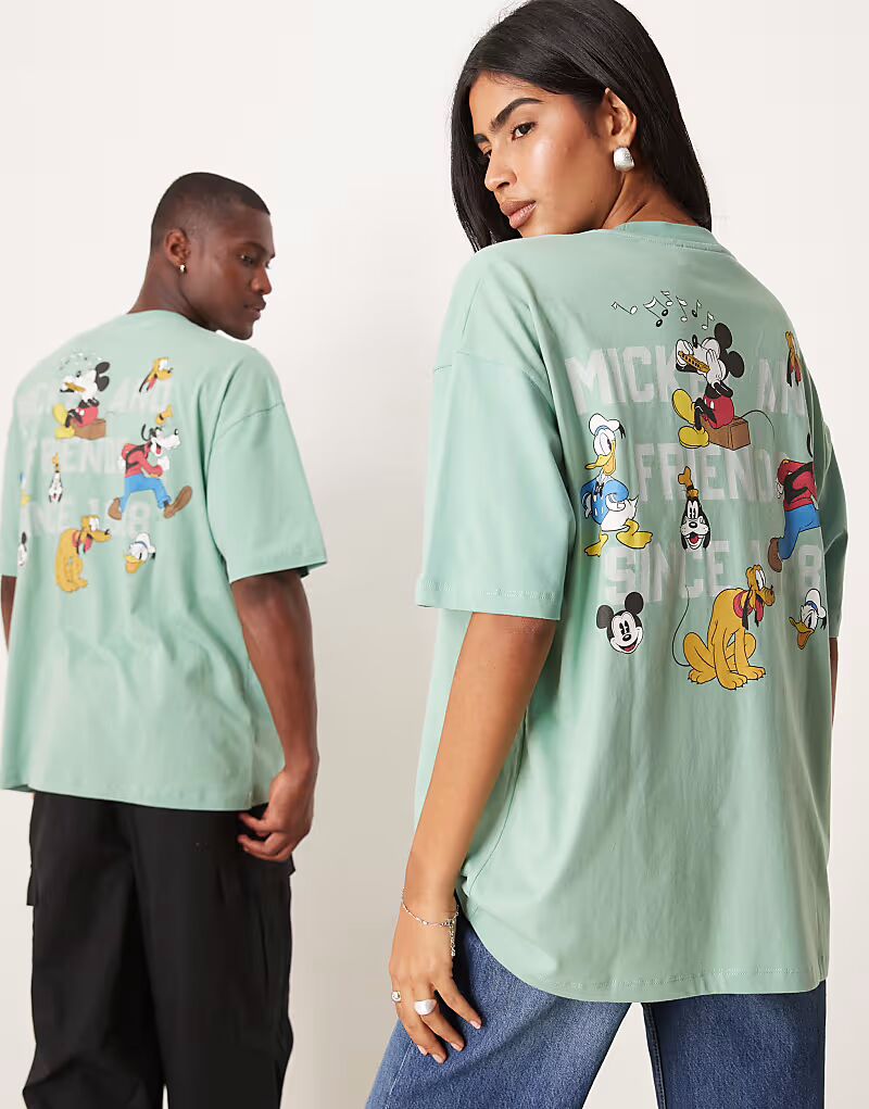 

Футболка оверсайз ASOS DESIGN Disney с принтами персонажей зеленого цвета