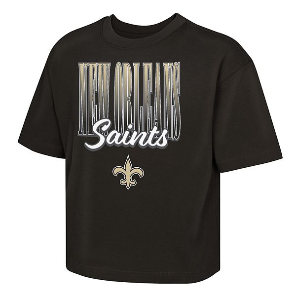Детская футболка New Orleans Saints Big City Boxy черная Outerstuff — фото 2