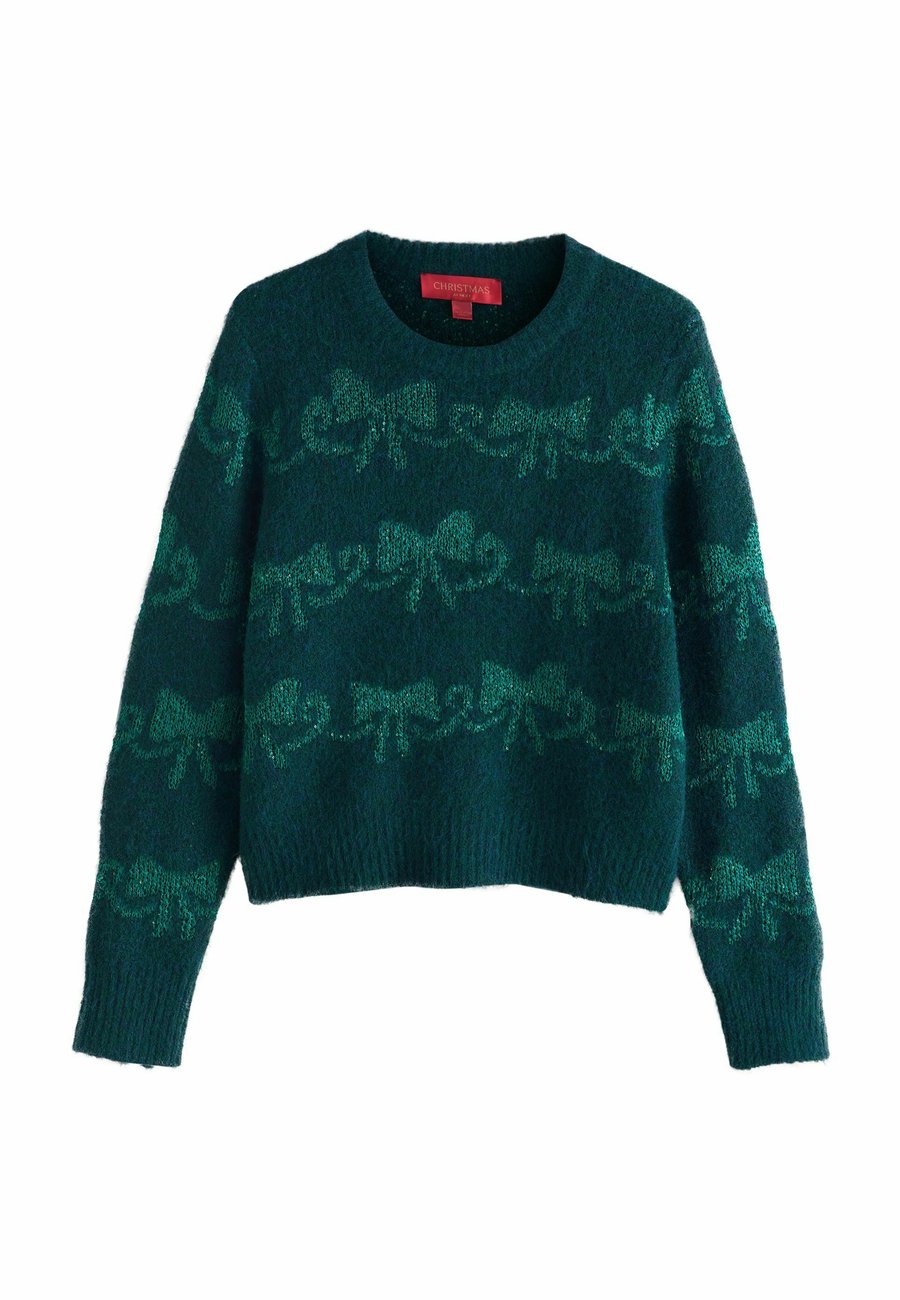 

Джемпер Next Jumper, Teal Blue Sparkle Tinsel Bow/Dark Green