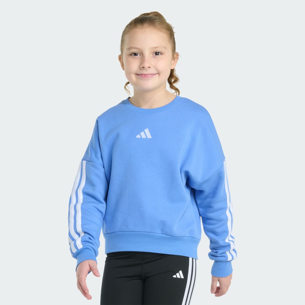 

Толстовка Adidas Long Sleeve 3-Stripes Crewneck Fleece Pullover Sweatshirt, цвет Blue Fade