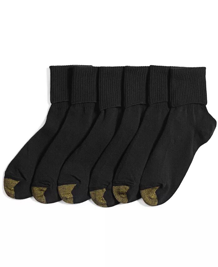 

Женские повседневные носки с отворотом, 6 пар в упаковке Gold Toe, черный