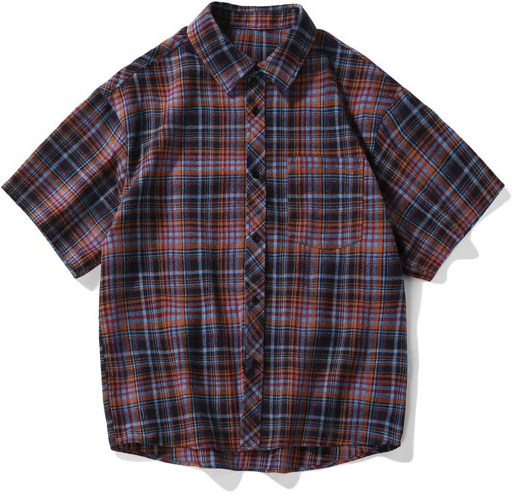 

Мужская рубашка в клетку, летняя, casual, короткий рукав