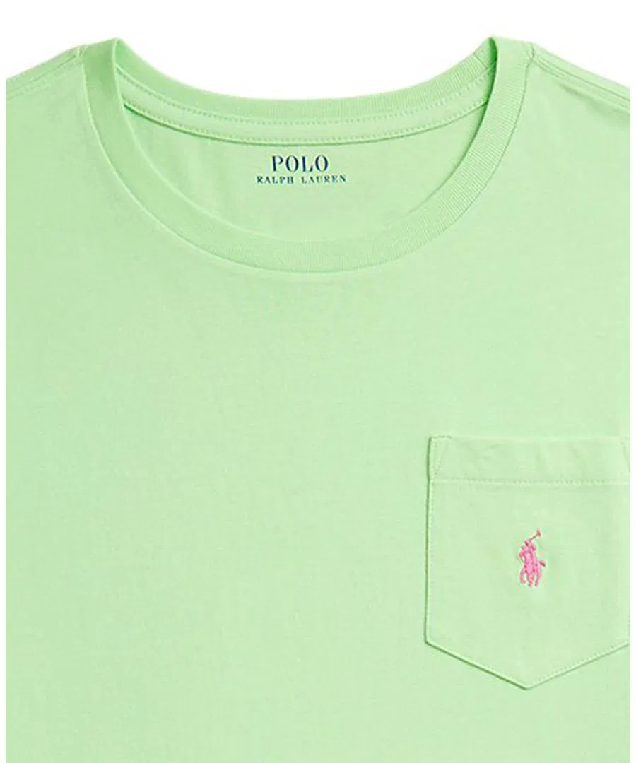 Детская футболка с коротким рукавом и карманом, размер 8-20, из трикотажа Polo Ralph Lauren, лаймовый — фото 3