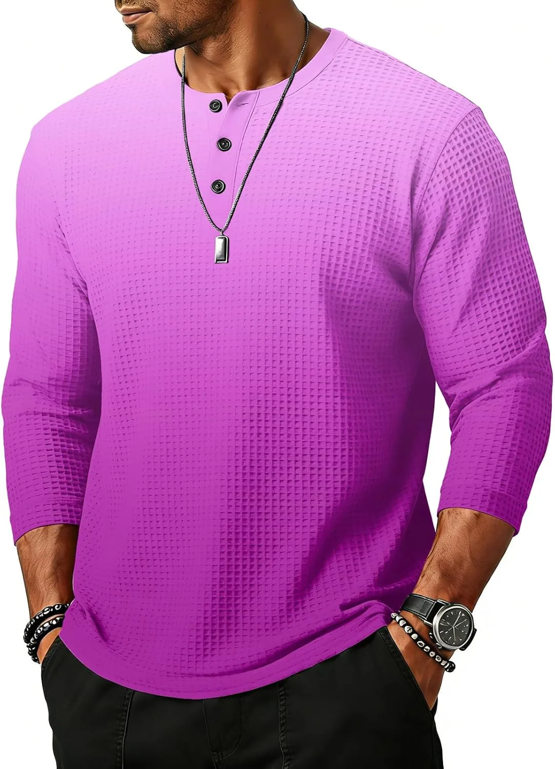 

Мужская футболка с длинным рукавом и пуговицами HYYGOCCTV