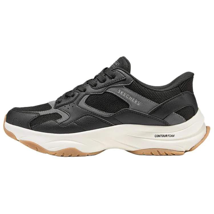Skechers Уличные дышащие поддерживающие низкие кроссовки на платформе мужские black