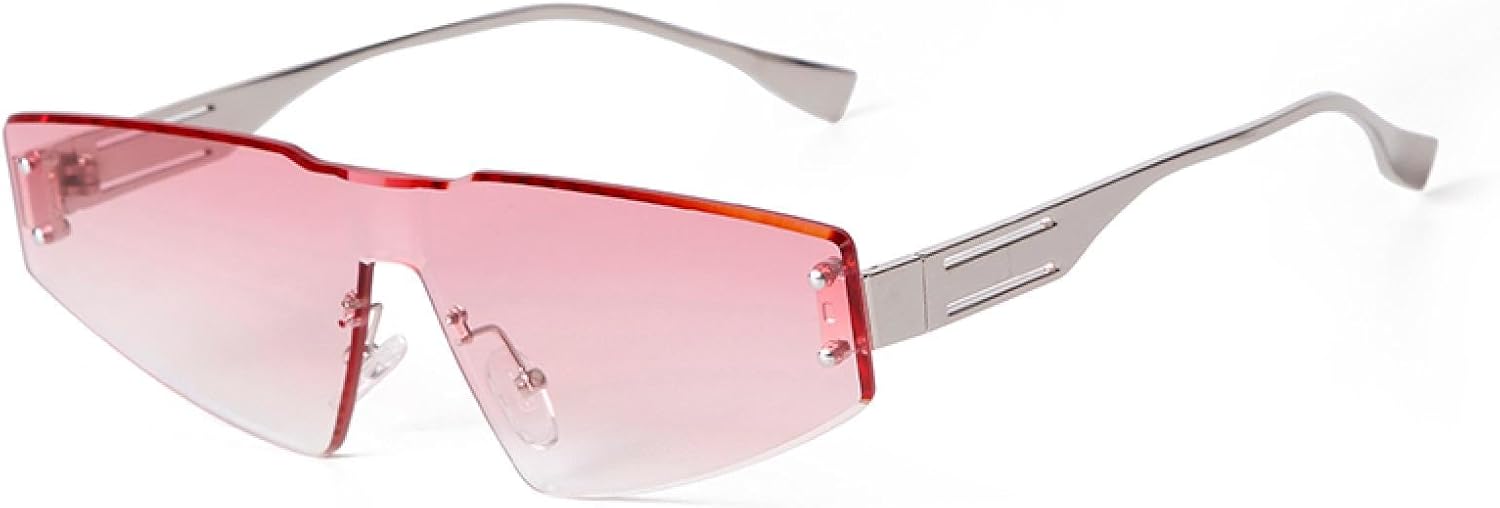 

Модные безрамочные розовые солнцезащитные очки «кошачий глаз» для женщин и мужчин, стильные безрамочные треугольные солнцезащитные очки с заклепками, защищающие от УФ-излучения TKKTLLT, C5