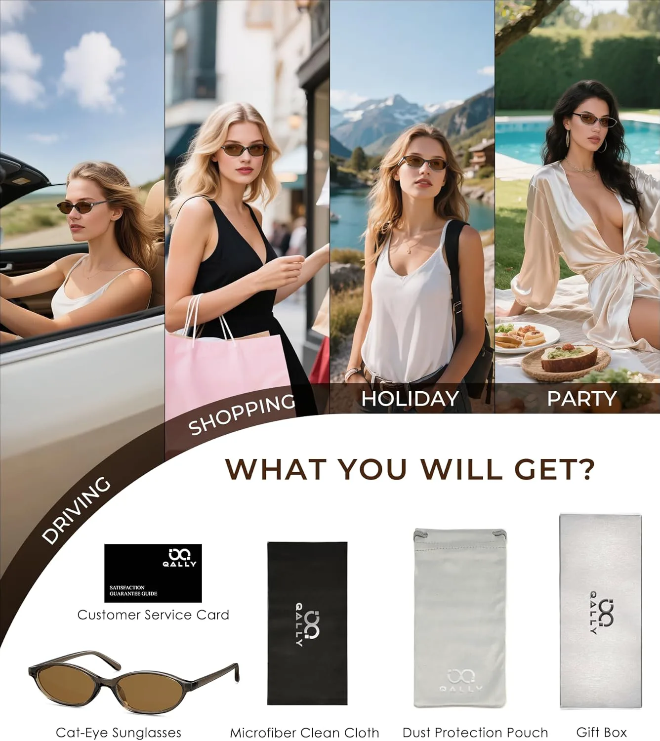 

Ретро-солнцезащитные очки овальной формы для женщин, очки «кошачий глаз»: стильные солнцезащитные очки в стиле 90-х, легкие и модные QALLY, (1 Pack)black/Orange