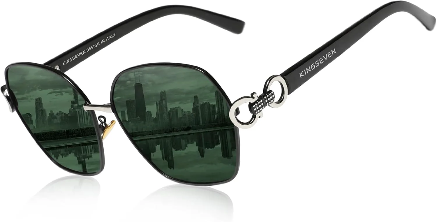 

Женские поляризованные солнцезащитные очки KINGSEVEN в винтажном элегантном стиле с крупным рисунком бабочки и защитой от УФ-излучения UV400 K7898, C3-black Green G15