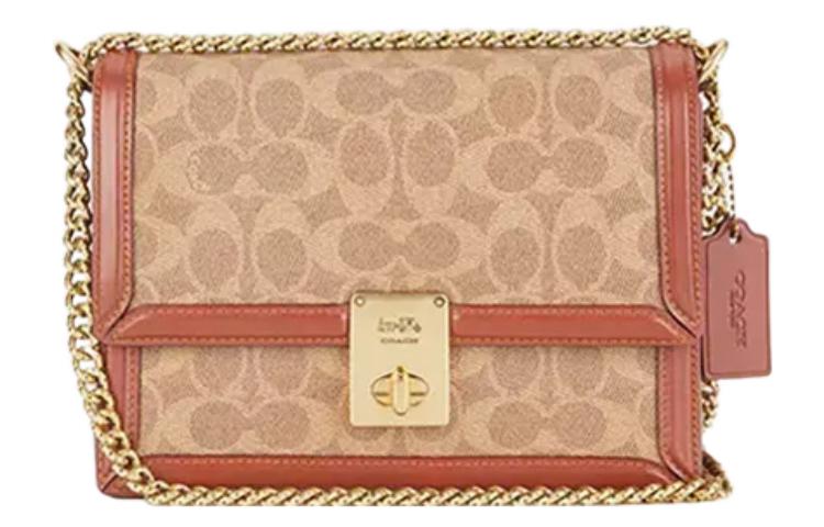 

COACH Кожаный конверт через плечо женский коричневый желтый