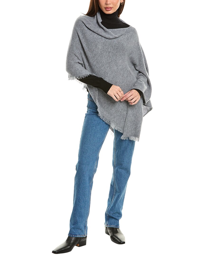 

Amicale Кашемировое пончо с бахромой и асимметричным кашемиром Amicale Cashmere, серый