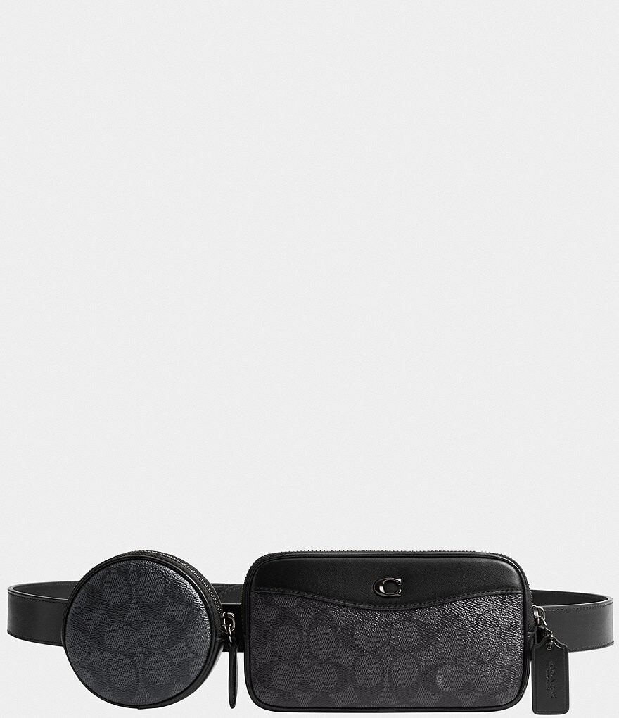 

Поясная сумка COACH Multi Pouch из холста с фирменным покрытием, серый