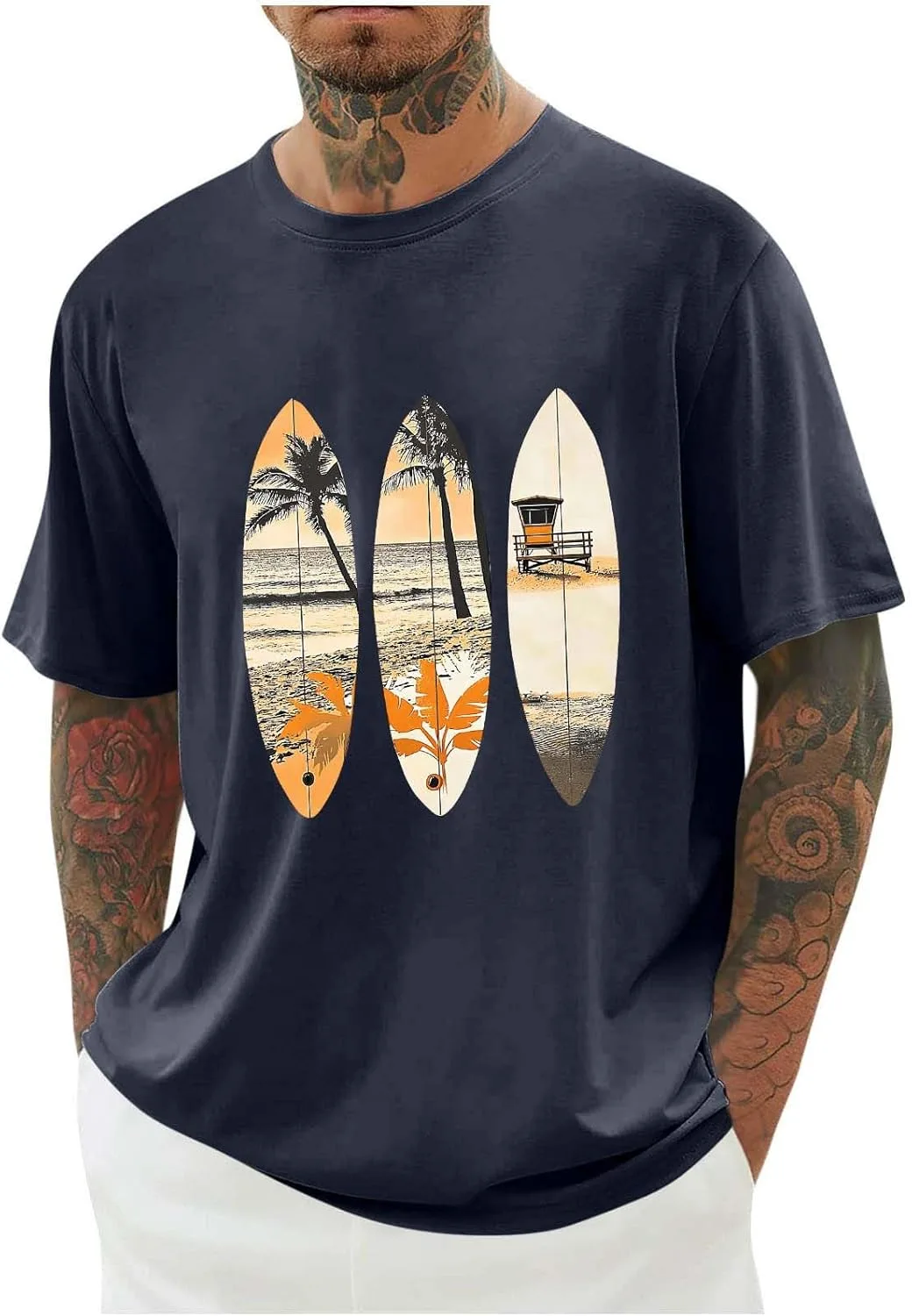 

Мужская футболка с круглым вырезом летняя пляжная растягивающаяся свободного кроя с коротким рукавом