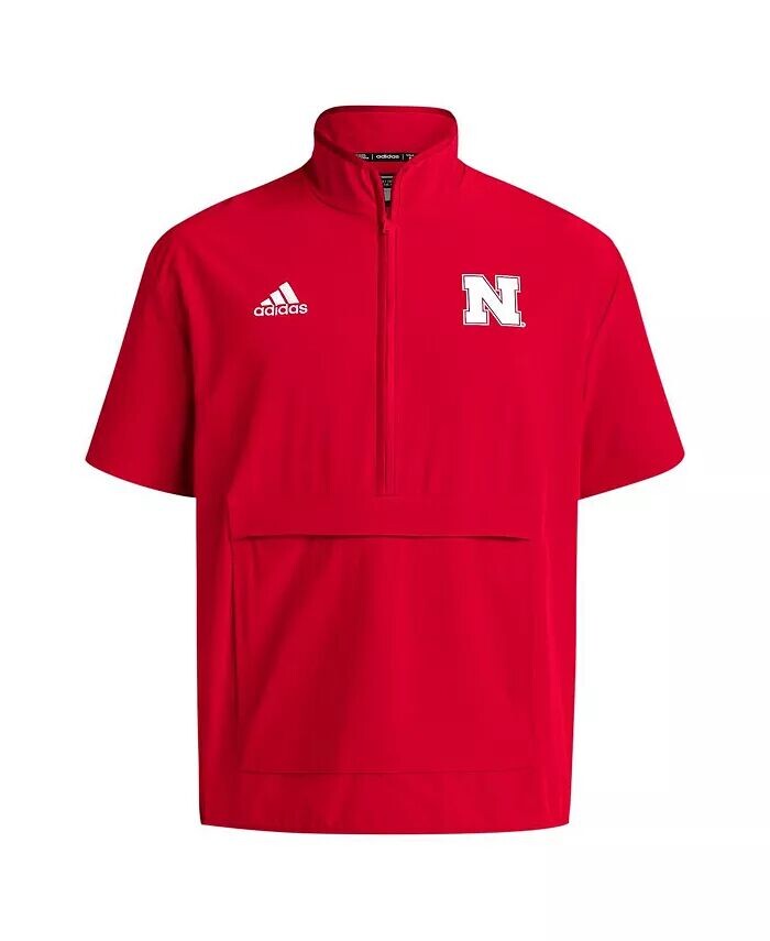 Мужская куртка Scarlet Nebraska Huskers Coaches Sideline Half-Zip с коротким рукавом adidas — фото 2