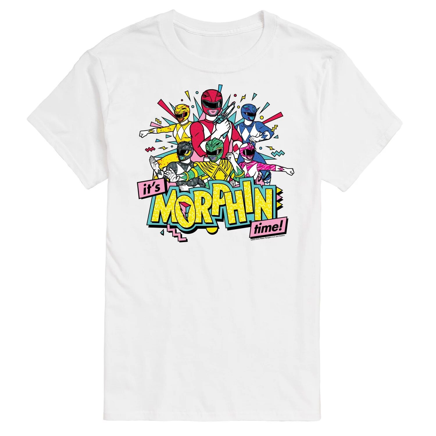 

Футболка с рисунком Big & Tall Power Rangers Morphin Time Group Licensed Character, белый
