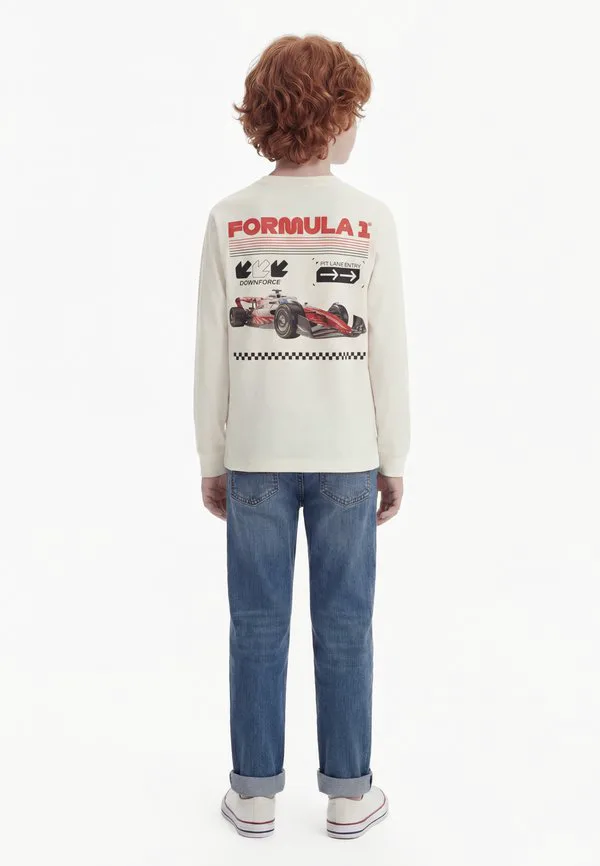 Детская свободная футболка с длинными рукавами и графическим принтом Gap, New Off White — фото 2