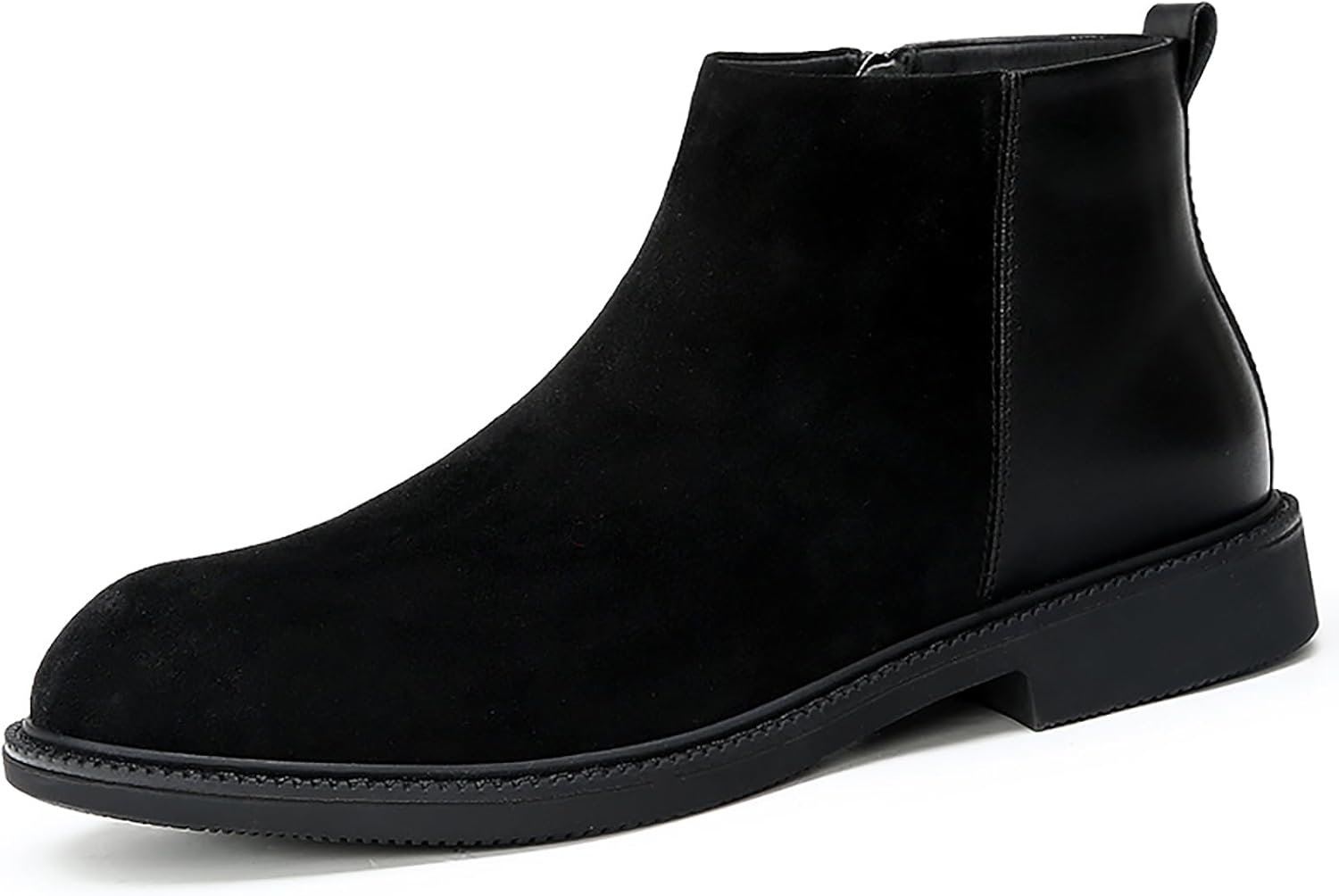 

Мужские настоящие кожаные ботинки Челси на щиколотку с боковой молнией, утепленные мехом, модные с пряжкой, удобные оксфорды, зимние повседневные и деловые классические ботинки Loveheynew, черный