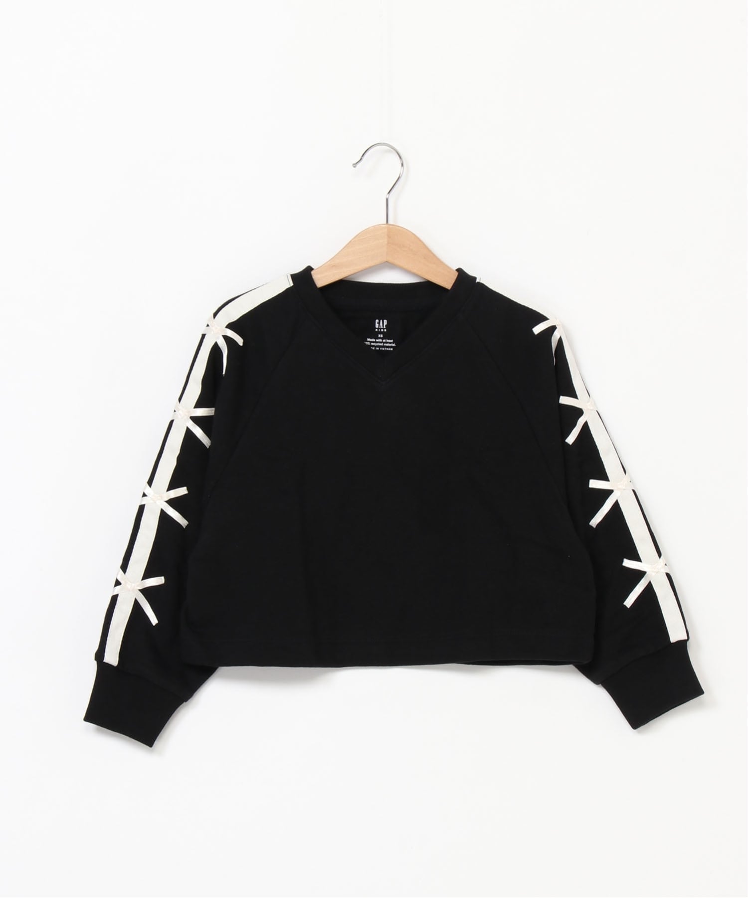 (K) Винтажная мягкая толстовка с V-образным вырезом и лентой (детская) GAP, BLACK — фото 4