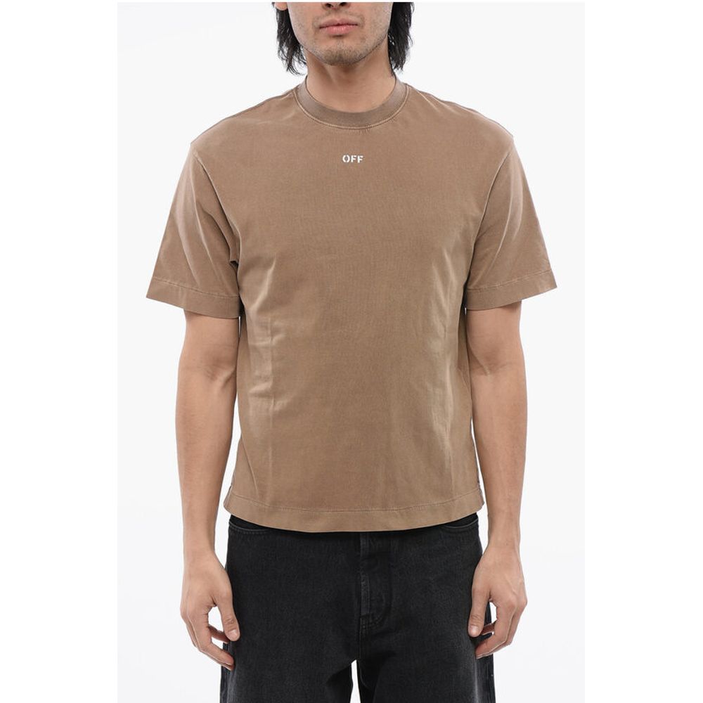 

Футболка S.MATTHEW из однотонного хлопка с круглым вырезом Off-White, Brown