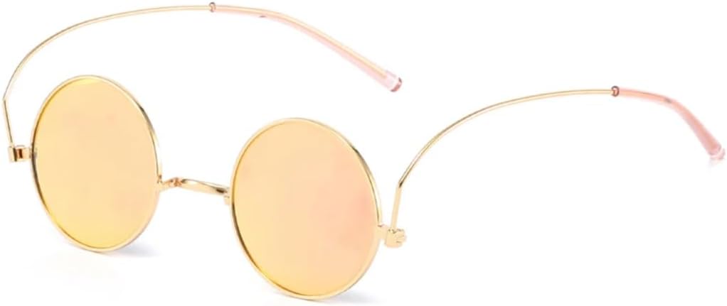 

Ретро маленькие круглые металлические солнцезащитные очки для женщин, модные, с уникальными дужками, прозрачные линзы с градиентным зеркальным покрытием, защита от УФ-излучения UV400 для мужчин HHZZYVY, Golden Pink Mirror