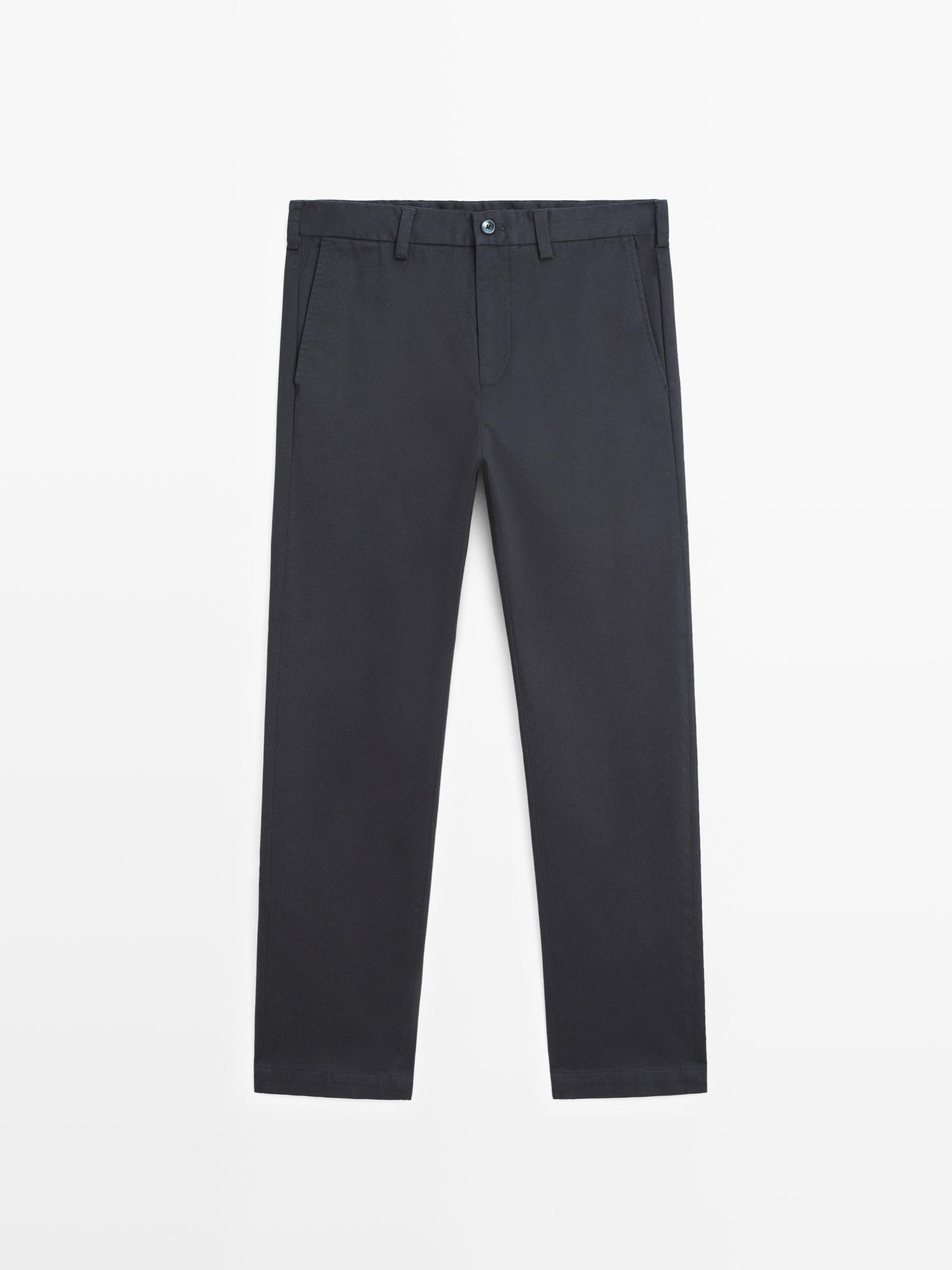 Зауженные брюки с микротекстурой Massimo Dutti, navy blue — фото 2