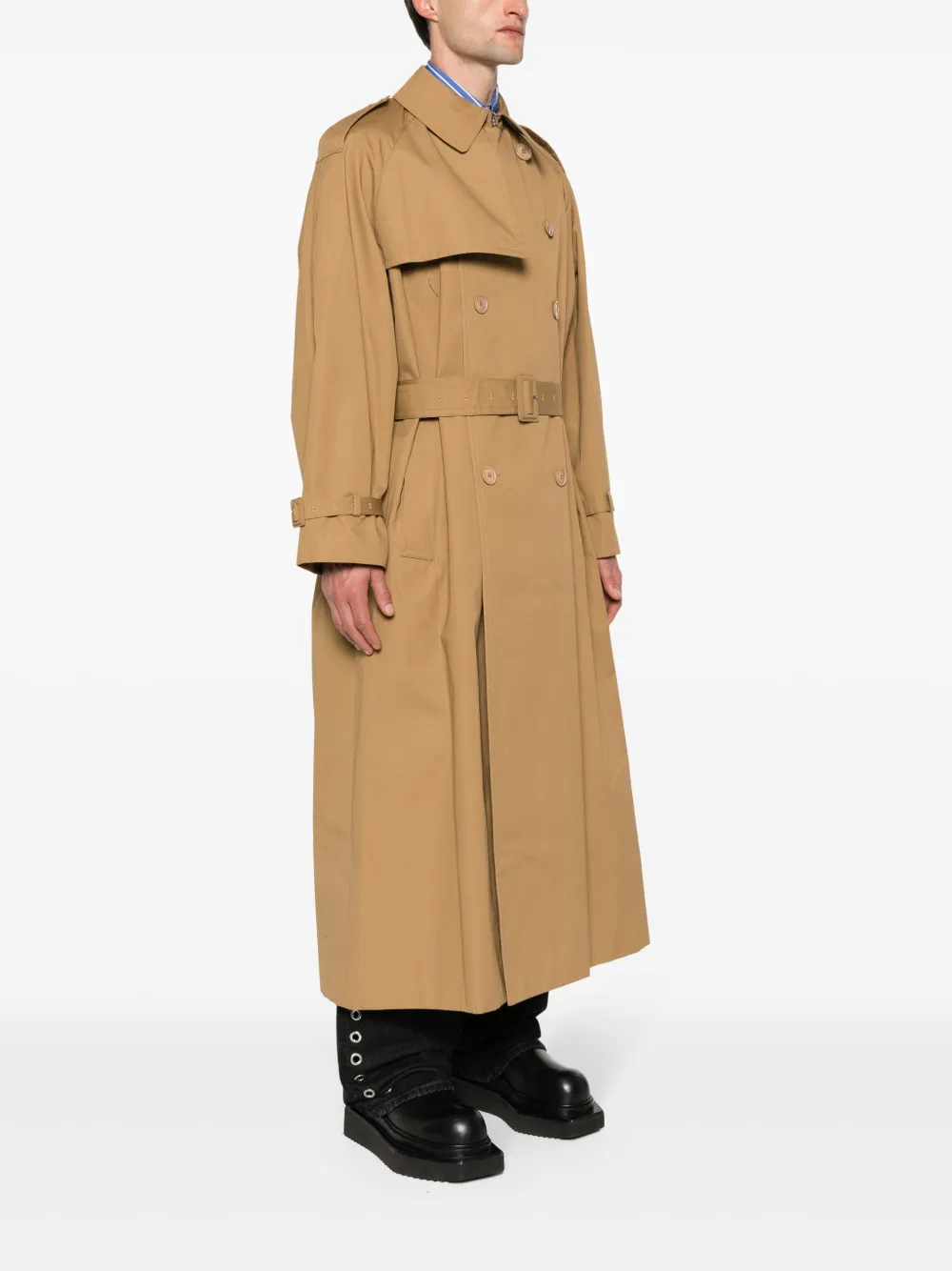 Двубортный тренч VETEMENTS, нейтральный — фото 4