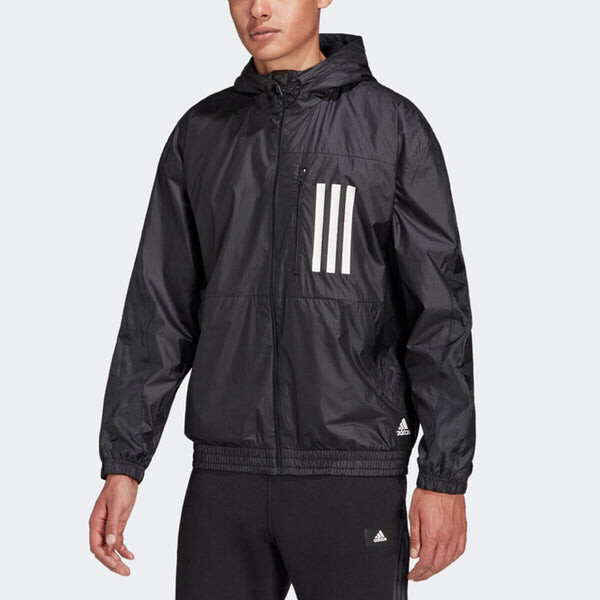 Куртка adidas M W.n.d. Jkt Pb Casual Sports Woven Hooded Jacket Black, черный — фото 3